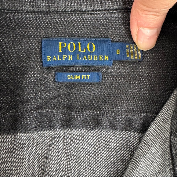 Polo Ralph Lauren Black Denim Button Up Shirt Women's Size 8 Cotton Slim Fit - Picture 5 of 13